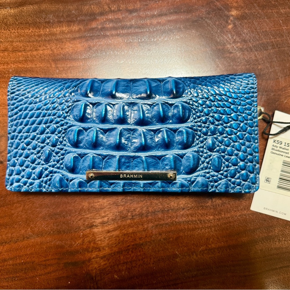 Brahmin Vibrant Blue Embossed Wallet
